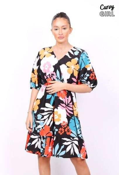 Picture of CURVY GIRL FLOWER PRINT TUNIC DRESS